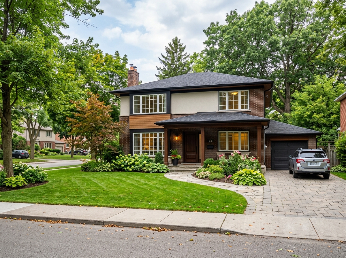 A Parkwoods–Donalda home surrounded by mature trees and lush landscaping