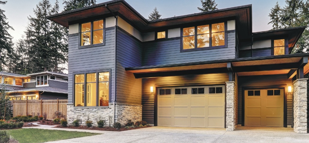 Beautiful home exterior at dusk